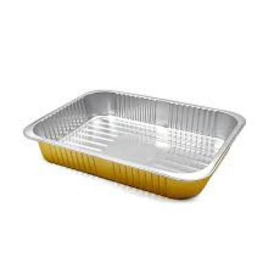 صينية قصدير ذهبي مستطيل كبير